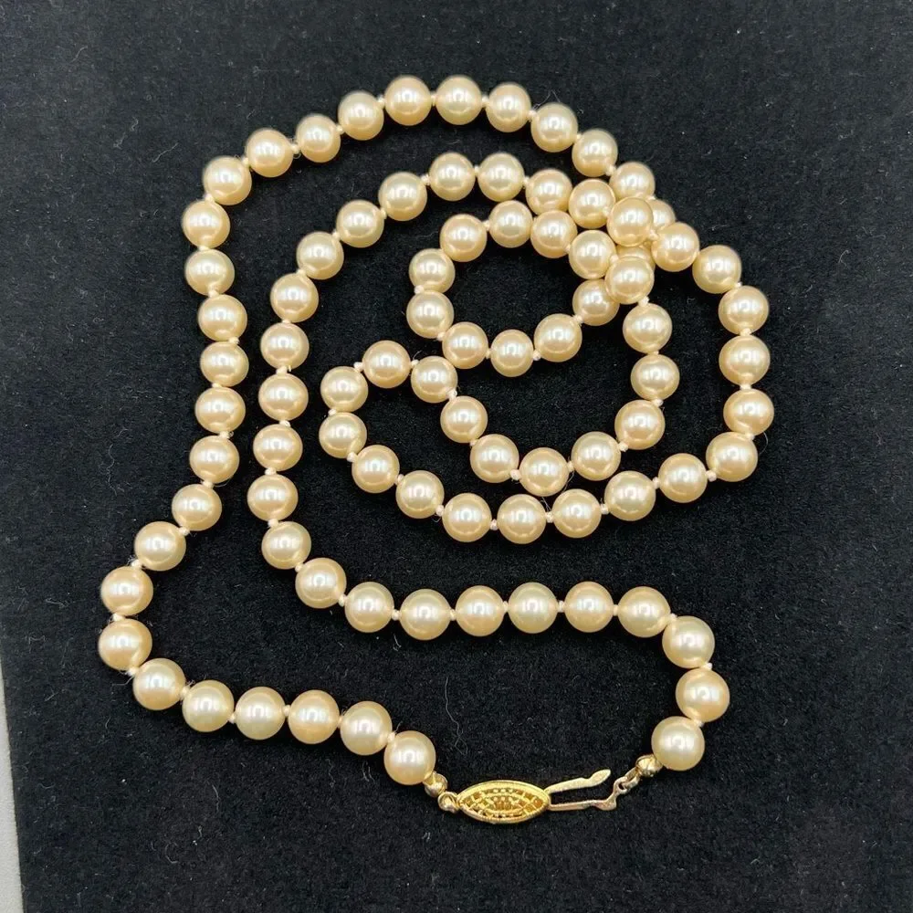 Vintage G. Silver Faux Pearl Necklace